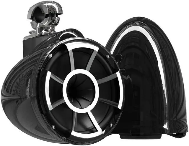 Main image of Wet Sounds Revolution Series 10 inch HLCD Wakeboard Tower Speakers - Black w/ Swivel Clamp