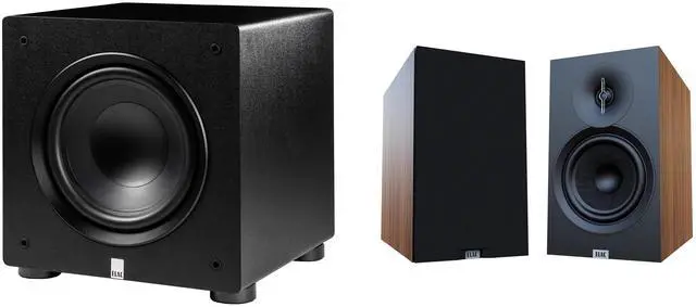 Main image of Elac Debut 3.0 Walnut 6.5 Inch Book Shelves With Elac Varro 10In Subwoofer