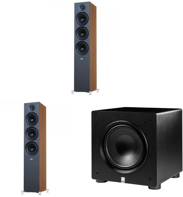 Main image of Elac Debut 3.0 Walnut 6.5 Inch Towers With  Elac Varro 10 Inch Subwoofer