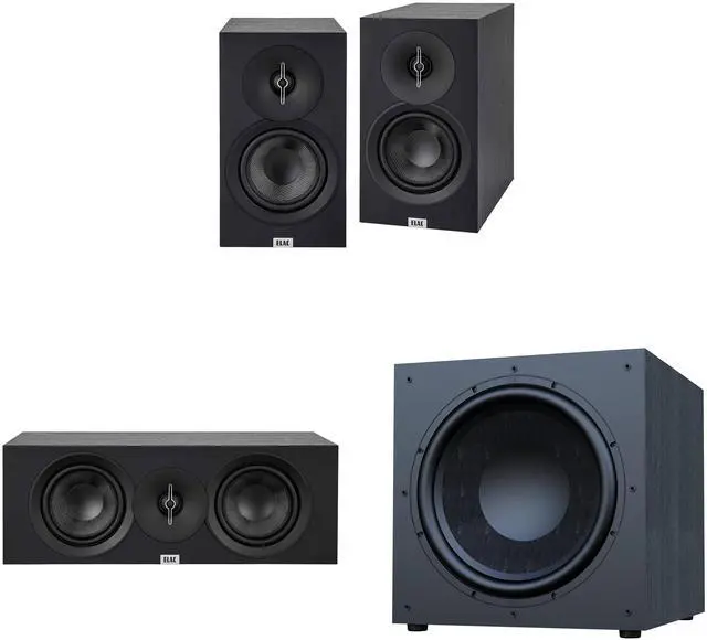 Main image of Elac Debut 3.0 Bookshelf Package Black With Debut 15 Inch Subwoofer And Debut Center Channel