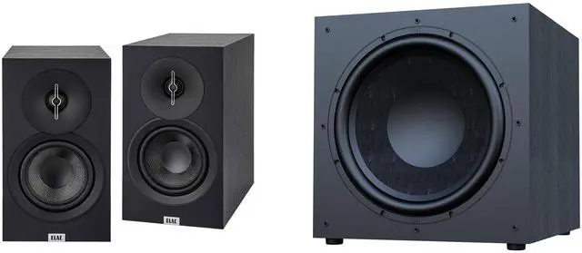 Main image of Elac Debut 3.0 Bookshelf Package Black With Debut 15 Inch Subwoofer