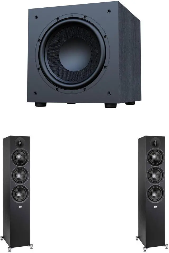 Main image of Elac Debut 3.0 Df63 Black Tower Speakers (Pair) With Debut 12 Inch Subwoofer