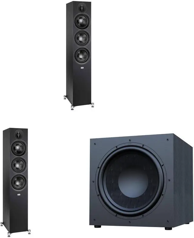 Main image of Elac Debut 3.0 Df63 Black Tower Speakers (Pair) With Debut 15 Inch Subwoofer