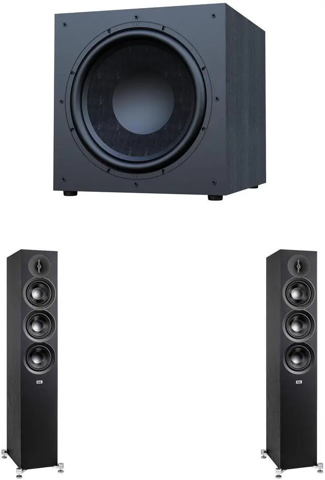 Main image of Elac Debut 3.0 Df53 Black Tower Speakers (Pair) With Debut 15 Inch Subwoofer