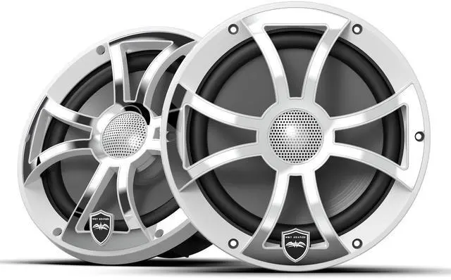 Alt view image 3 of 4 - Wet Sounds REVO 8 XS-W-SS V3 - Revolution Series 8" RGB LED Marine Coaxial Speakers with White/Stainless XS Grilles, Pair