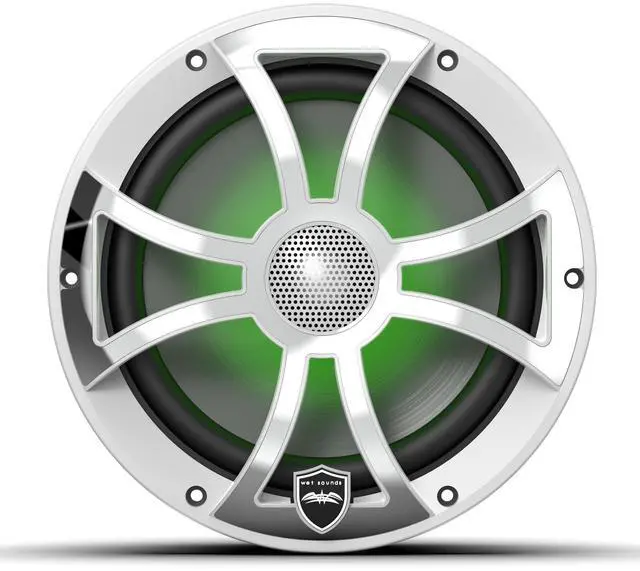 Alt view image 4 of 4 - Wet Sounds REVO 8 XS-W-SS V3 - Revolution Series 8" RGB LED Marine Coaxial Speakers with White/Stainless XS Grilles, Pair