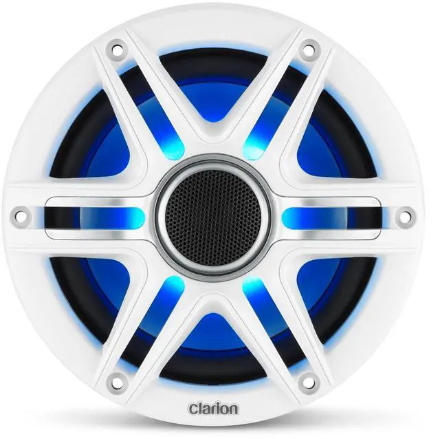 Alt view image 4 of 4 - Clarion Premium RGB LED UTV 6.5" Marine Speaker Bundle including White & Gunmetal speaker grills, SSV Works 6.5" speaker pods and 1.75" cage mounts