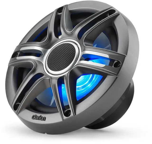 Alt view image 3 of 4 - Clarion Premium RGB LED UTV 6.5" Marine Speaker Bundle including White & Gunmetal speaker grills, SSV Works 6.5" speaker pods and 1.75" cage mounts