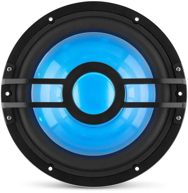 Alt view image 3 of 4 - Clarion (3) CMSP-101RGB-2 10" Marine 2-Ohm Subwoofer with RGB LEDs & Remote includes Gray Metallic Sport Grille