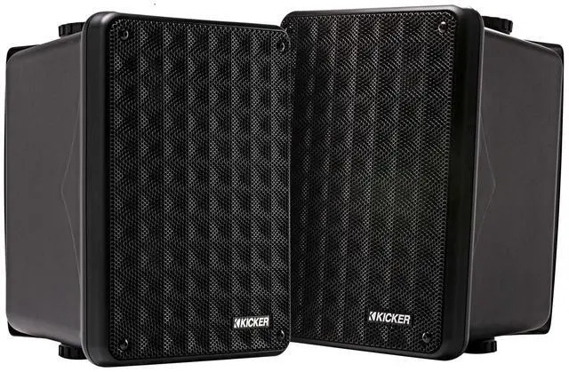 Alt view image 2 of 4 - Kicker KB6 Indoor Outdoor Black Speakers 2 Pair for Patio, Dock & Garage