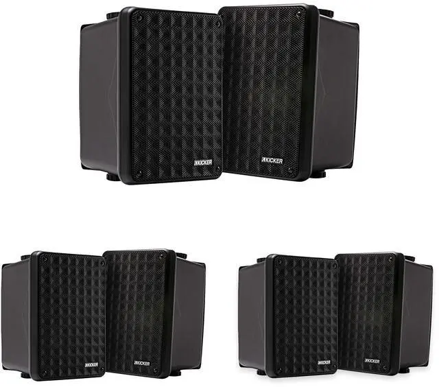 Main image of Kicker KB6 Indoor Outdoor Black Speakers 3 Pair for Patio, Dock & Garage