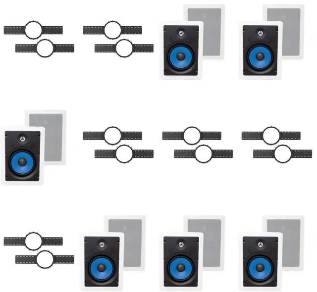Main image of 6-Legrand MS3651 3000 Series 6.5" In-Wall Speakers (Pair) + INSTALL KIT (PRE CONSTRUCTION BRACKET)