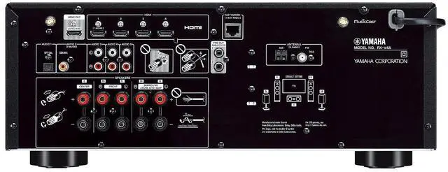 Alt view image 4 of 4 - Yamaha RX-V4ABL 5.2-Channel AV Receiver with 8K HDMI and MusicCast w/ Kicker KB6G 2-Way Full Range Indoor Outdoor Speakers (Pair) Weatherproof Speakers for Patio Garage Poolside in-Home ( Gray Finish)