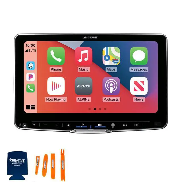 Alt view image 2 of 4 - Alpine Halo9 ILX-F509 CarPlay/Android Auto Receiver with Alpine S-A60M 600W Mono Amp, and RUX-H02 Volume/Bass Knob