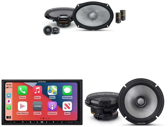 Main image of Alpine iLX-407 7-Inch Multimedia Receiver Apple Carplay and Android Auto w/ R2-S69C 6x9" Comp & R2-S65 6.5" Coaxial Bundle