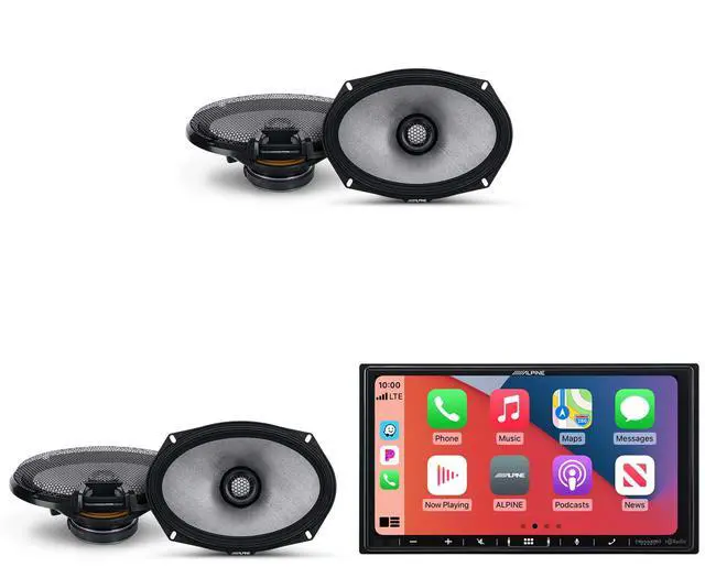 Main image of Alpine iLX-407 7-Inch Multimedia Receiver Apple Carplay and Android Auto w/ (2) R2-S69 6x9" Coax Bundle