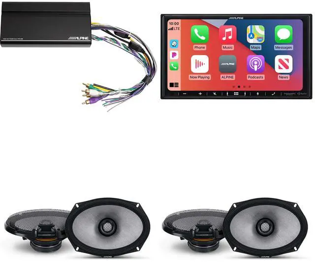 Main image of Alpine iLX-407 7-Inch Multimedia Receiver Apple Carplay and Android Auto w/ (2) R2-S69 6x9" Coax Bundle w/ Power Pack