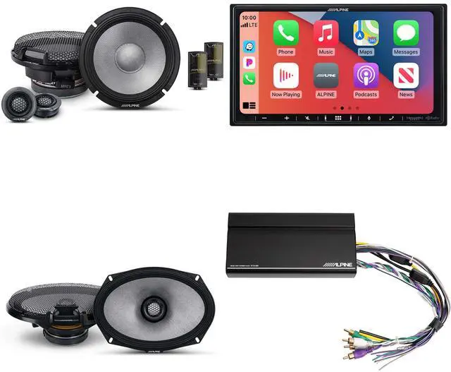 Main image of Alpine iLX-407 7-Inch Multimedia Receiver Apple Carplay and Android Auto w/ & 6.5" & 6x9" R2 Speaker Bundle - R2-S65C 2-Way Comp. Set & a Pair of R2-S69 w/ Power Pack