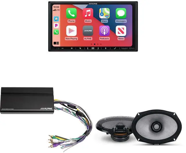 Main image of Alpine iLX-407 7-Inch Multimedia Receiver Apple Carplay and Android Auto w/ R2-S69 6x9" Coax Bundle w/ Power Pack