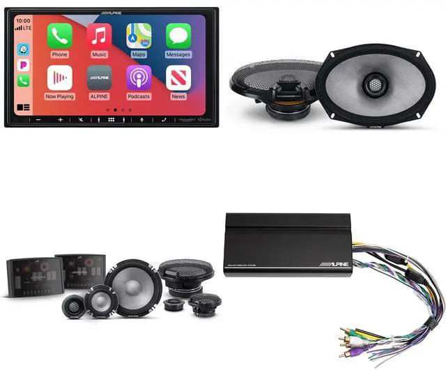 Main image of Alpine iLX-407 7-Inch Multimedia Receiver Apple Carplay and Android Auto w/ R2-S653 6.5" 3-Way Comp Set & R2-S69 Coaxial Bundle w/ Power Pack