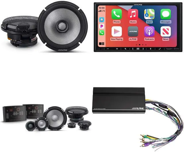 Main image of Alpine iLX-407 7-Inch Multimedia Receiver Apple Carplay and Android Auto w/ R2-S653 6.5" 3-Way Comp Set & R2-S65 Coaxial Bundle w/ Power Pack