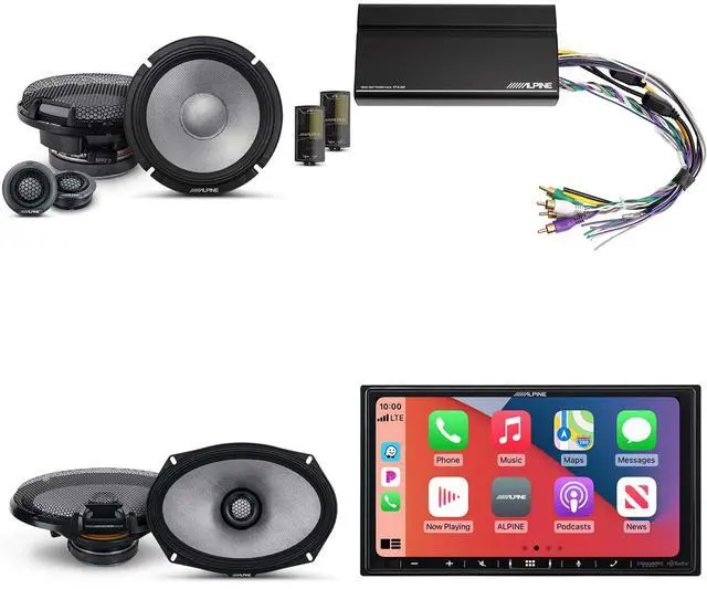 Main image of Alpine iLX-407 7-Inch Multimedia Receiver Apple Carplay and Android Auto w/ KTA-450 Powerpack Amp & 6.5" & 6x9" R2 Speaker Bundle - R2-S65C 2-Way Comp. Set & a Pair of R2-S69