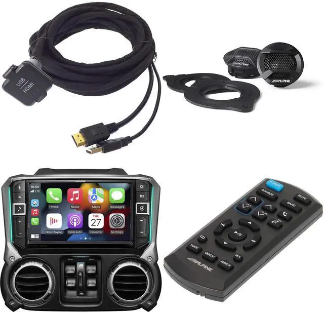 Main image of Alpine i509-WRA-JK, KCU-315UH USB / HDMI Extension Cable w/ SPV-10TW-WRA & RUE-4360 Remote Bundle for 11-18 Wrangler