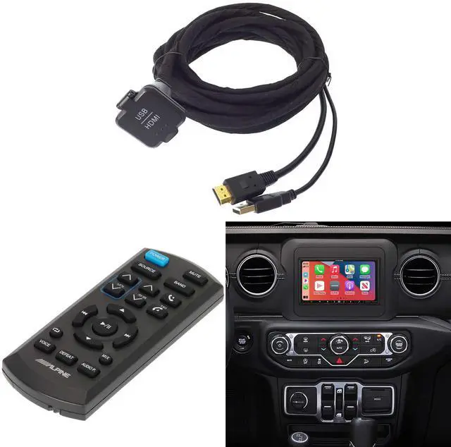 Main image of Alpine i407-WRA-JL, KCU-315UH USB / HDMI Extension Cable & RUE-4360 Remote Bundle for 18 - Up Wrangler