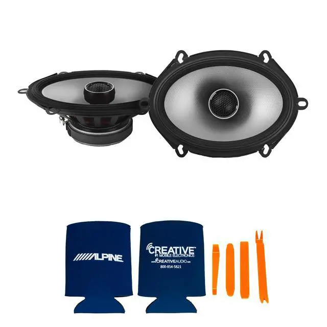Alt view image 2 of 4 - Alpine S2-S68 5x7" Type S Coax Speakers with Stinger RKFR5768 Roadkill Fast Rings 5x7" - 6x8"