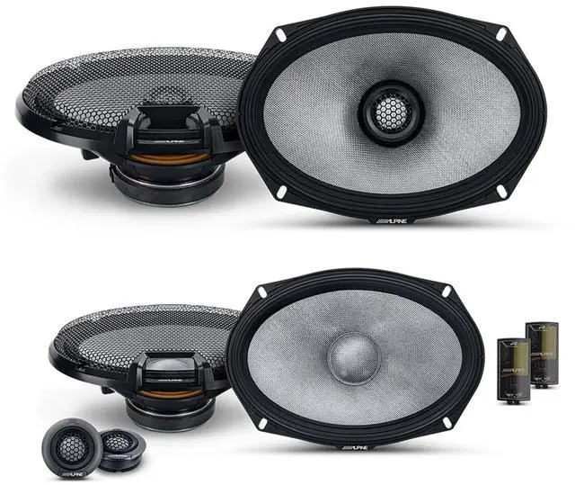 Main image of Alpine 6x9" R2 High-Resolution Speaker Bundle - A Pair of R2-S69C 2-Way Component Speakers & a Pair of R2-S69 6x9 Coaxial Speakers