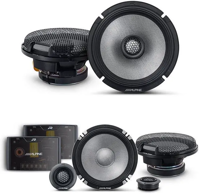 Main image of Alpine 6.5" R2 High-Resolution Speaker Bundle - A Pair of Pro-Series R2-S652 2-Way Component Speakers & a Pair of R2-S65 6.5" Coaxial Speakers