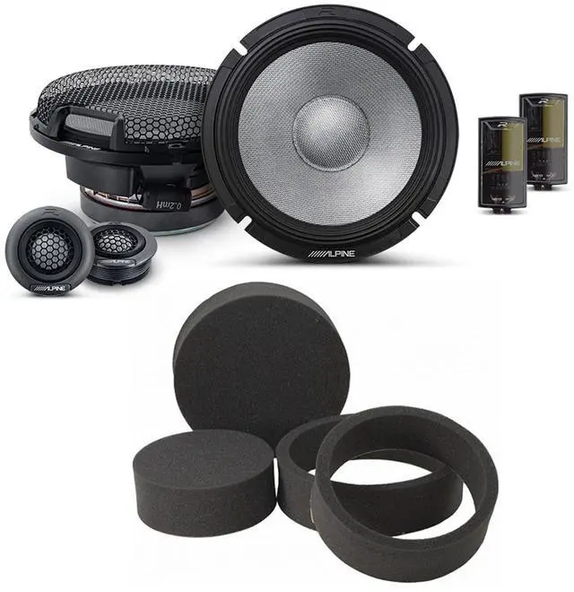 Main image of Alpine R2-S65C High-Resolution 2-Way Speaker Set / 6.5" with RKFR65 3-piece Foam Fast Ring Speaker Enhancement