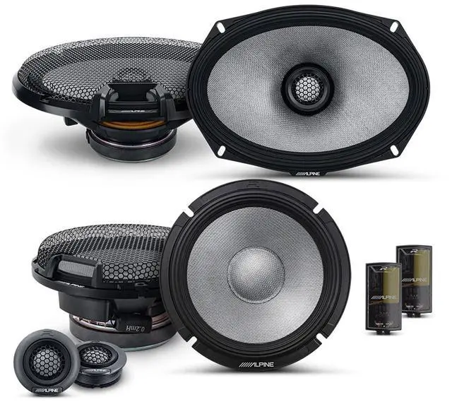 Main image of Alpine 6.5" & 6x9" R2 High-Resolution Speaker Bundle - A Pair of R2-S65C 2-Way Component Speakers & a Pair of R2-S69 6x9 Coaxial Speakers