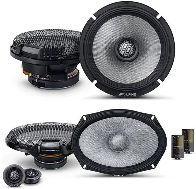 Main image of Alpine 6.5" & 6x9" R2 High-Resolution Speaker Bundle - A Pair of R2-S69C 2-Way Component Speakers & a Pair of R2-S65 6.5" Coaxial Speakers