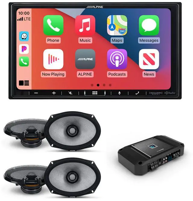 Main image of Alpine iLX-407 Shallow Chassis 7-Inch Receiver w/ R2-A60F 4 channel Amp &. (2) pairs of R2-S69 6x9"