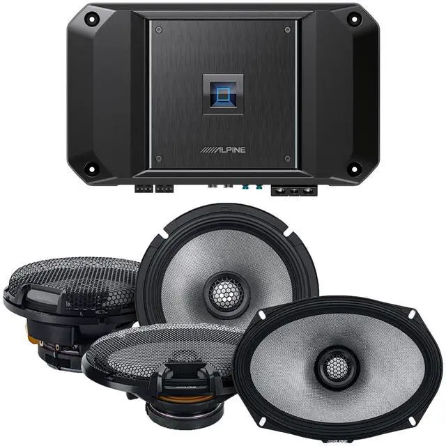 Main image of Alpine R2-A60F Type R 600 Watt 4-Channel Amplifier with 1 Pais R2-S69Type-R 6x9" Coax, 1 pair R2-S65 Type-R 6.5" Coax and Wiring Kit