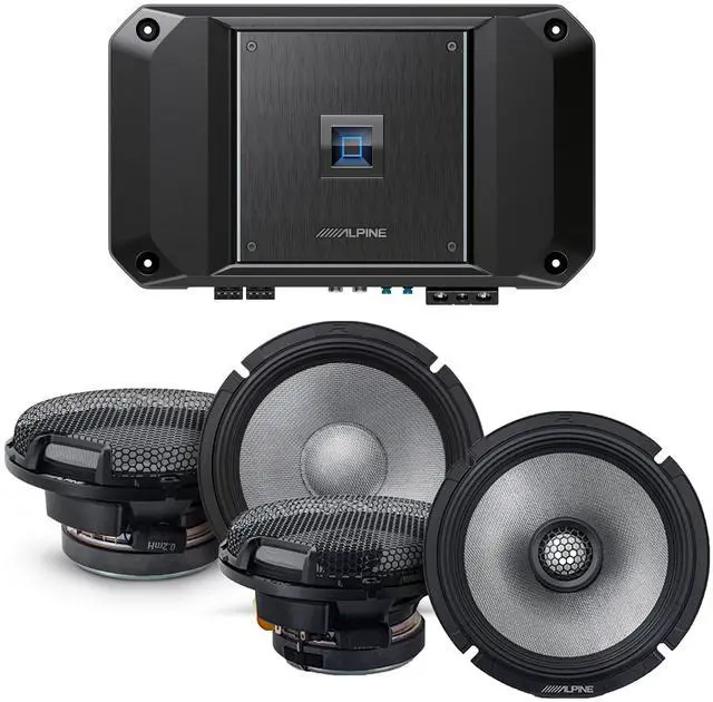 Main image of Alpine R2-A60F Type R 600 Watt 4-Channel Amplifier with 1 Pais R2-S65C Type-R 6x9" Component Speakers, 1 pair R2-S65 Type-R 6.5" Coax Speakers and Wiring Kit