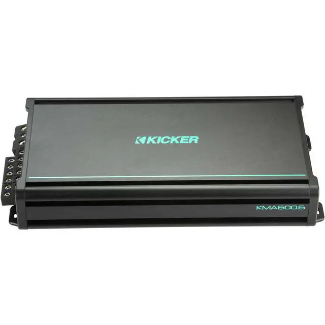 Alt view image 3 of 4 - Kicker Marine Audio System KM654L 6.5" LED Speakers (6 Total) with 48KXMA4006 6-Channel Amplifier Pontoon & Wake Boat Speaker Upgrade