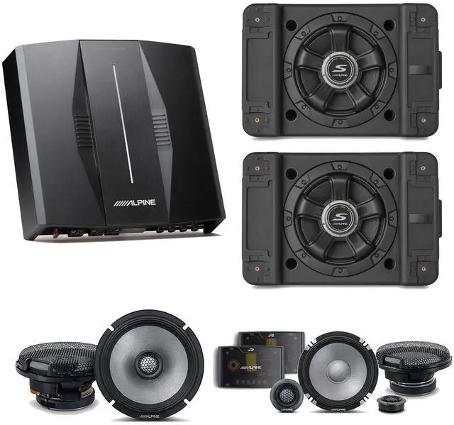 Main image of Alpine PXE-C80-88 OPTIM8 8-Channel Hi-Res Digital Sound Processor Amplifier w/ (2) SS-SB10 Subwoofer, R2-S652 & R2-S65 Bundle