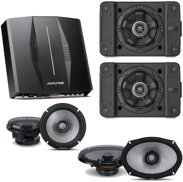 Main image of Alpine PXE-C80-88 OPTIM8 8-Channel Hi-Res Digital Sound Processor Amplifier w/ (2) SS-SB12 Subwoofer, R2-S65 & R2-S69 Bundle