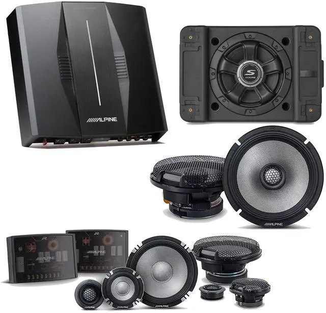 Main image of Alpine PXE-C80-88 OPTIM8 8-Channel Hi-Res Digital Sound Processor Amplifier w/ SS-SB12 Subwoofer, R2-S653 & R2-S65 Bundle