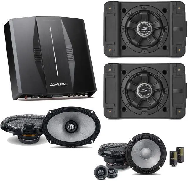Main image of Alpine PXE-C80-88 OPTIM8 8-Channel Hi-Res Digital Sound Processor Amplifier w/ (2) SS-SB12 Subwoofer, R2-S65C & R2-S69 Bundle