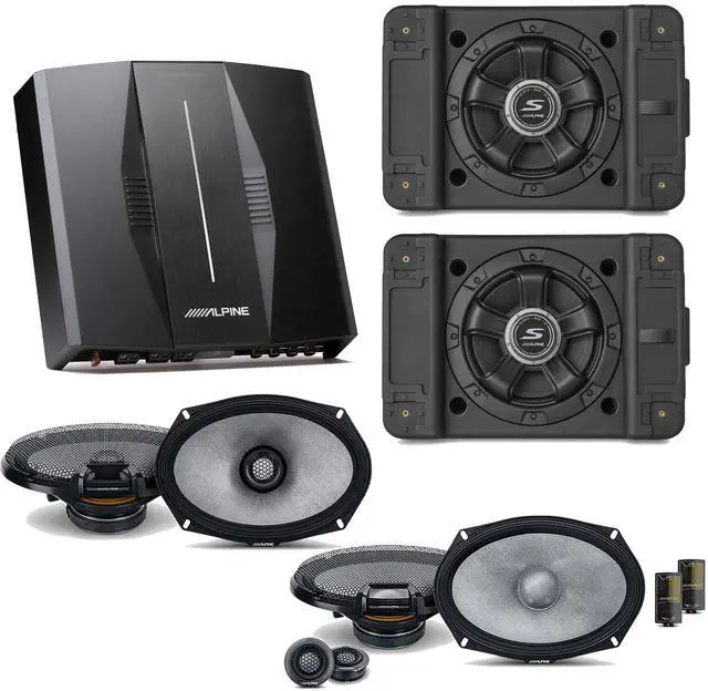Main image of Alpine PXE-C80-88 OPTIM8 8-Channel Hi-Res Digital Sound Processor Amplifier w/ (2) SS-SB12 Subwoofer, R2-S69C & R2-S69 Bundle