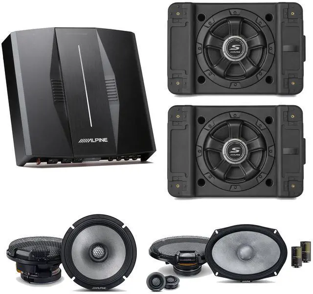 Main image of Alpine PXE-C80-88 OPTIM8 8-Channel Hi-Res Digital Sound Processor Amplifier w/ (2) SS-SB10 Subwoofer, R2-S69C & R2-S65 Bundle