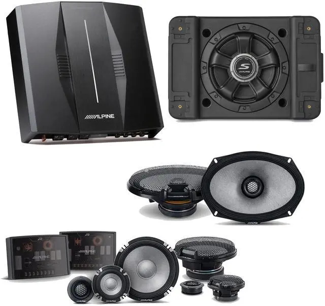 Main image of Alpine PXE-C80-88 OPTIM8 8-Channel Hi-Res Digital Sound Processor Amplifier w/ SS-SB10 Subwoofer, R2-S653 & R2-S69 Bundle