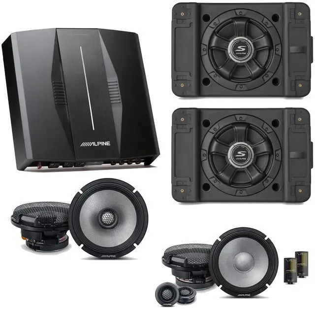Main image of Alpine PXE-C80-88 OPTIM8 8-Channel Hi-Res Digital Sound Processor Amplifier w/ (2) SS-SB12 Subwoofer, R2-S65C & R2-S65 Bundle
