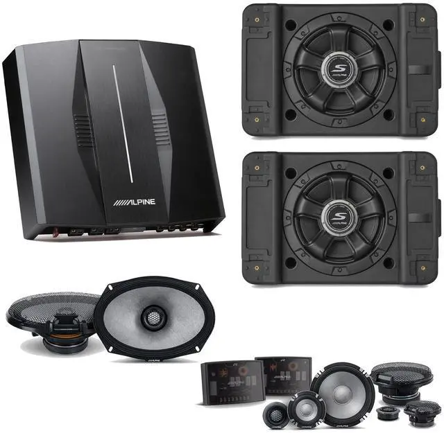 Main image of Alpine PXE-C80-88 OPTIM8 8-Channel Hi-Res Digital Sound Processor Amplifier w/ (2) SS-SB10 Subwoofer, R2-S653 & R2-S69 Bundle