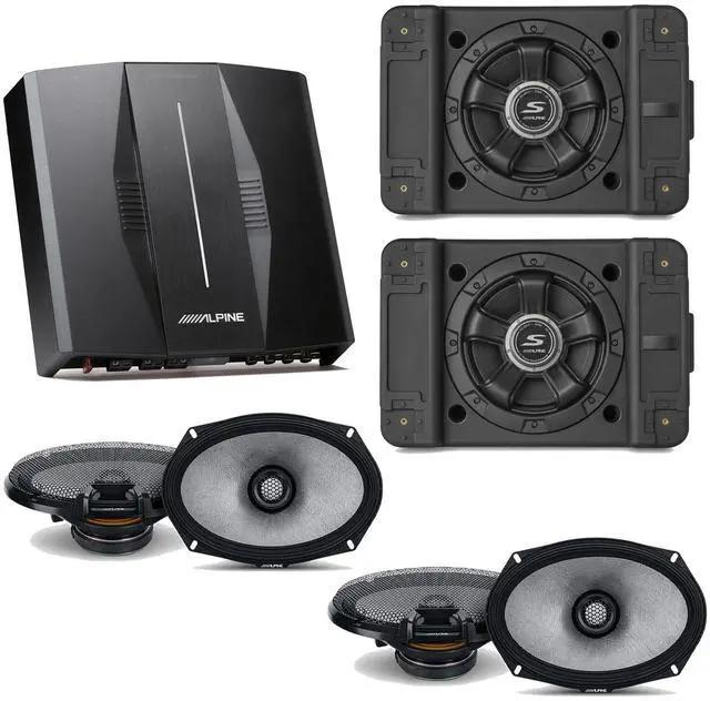 Main image of Alpine PXE-C80-88 OPTIM8 8-Channel Hi-Res Digital Sound Processor Amplifier w/ (2) SS-SB12 Subwoofer, (2) R2-S69 Bundle