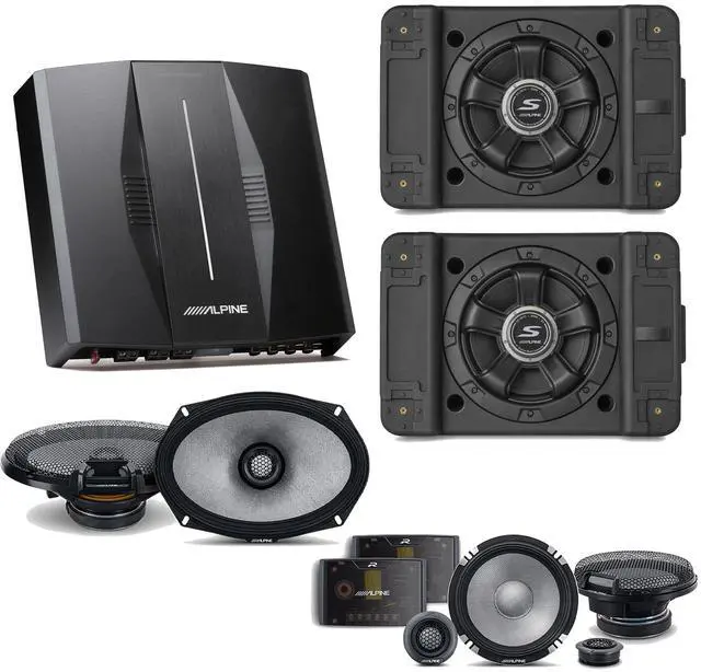 Main image of Alpine PXE-C80-88 OPTIM8 8-Channel Hi-Res Digital Sound Processor Amplifier w/ (2) SS-SB12 Subwoofer, R2-S652 & R2-S69 Bundle