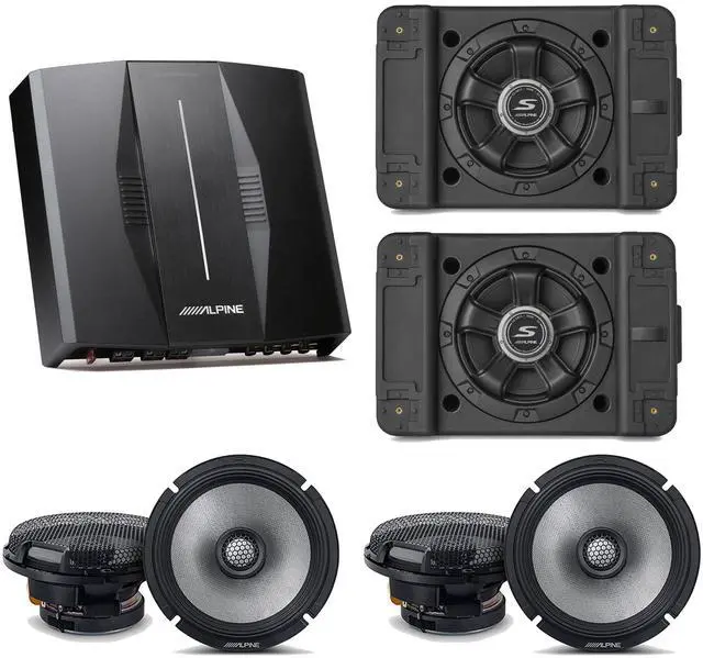 Main image of Alpine PXE-C80-88 OPTIM8 8-Channel Hi-Res Digital Sound Processor Amplifier w/ (2) SS-SB12 Subwoofer, (2) R2-S65 Bundle